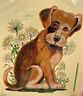 297-c 0297 Meyercord Vintage Decalart Water Applied Decal Puppy Flowers Co