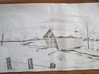 9438 20x34 Bridge Village Covered Wooden Tri Artex Winter Picture Mural Chem