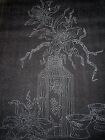 2105 Artex Tri Chem Black Velvet Picture Japanese Vase Flowers Tea