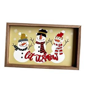 4homemax 798156179236 Wood Snowmen Hanging Sign Wall Holiday Decor Decorative Wooden Snowman Merry