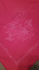 60x80 Tablecloth Christmas Holly Poinsettia Red Liquid Embroidery Trichem Candle