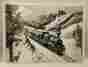 7317 Train Coming Through Tri-chem Picture To Paint Vintage 1979 Fabric Print