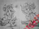 8215 Tri Chem 2 Wide Eyed Cat Dog Big Hat Picture Set Paint Preshaded