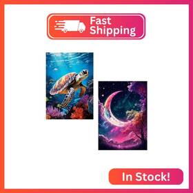 A-2308 A8menx0 2packs Moon Tree Diamond Painting Kits For Adults With 60 Storage Bags 5d Sea T