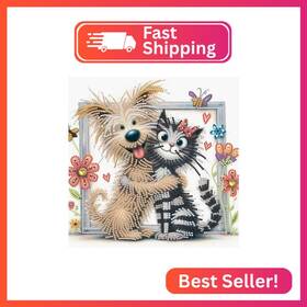 At460 Aiyuanzsh Cat And Dog Diamond Art Painting Kits For Adults 5d Special Shape Dia