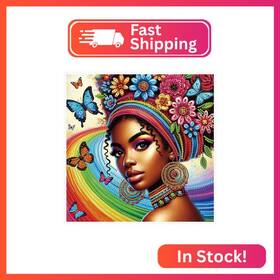At902 Aiyuanzsh 5d Special Shaped Diamond Painting Kit - African American Woman Design