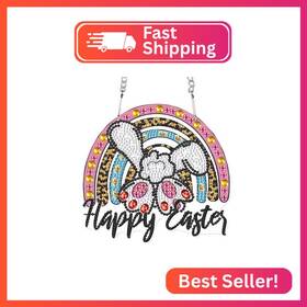 Hgj088 Aiyuanzsh Diy Happy Easter Bunny Diamond Art Hanging Ornament Special-shaped Cr