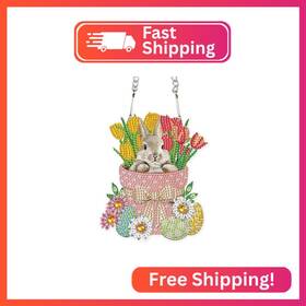 Hgj092 Aiyuanzsh 5d Rabbit Diamond Art Suncatcher Hanging Kit Diy Crystal Painting Penda