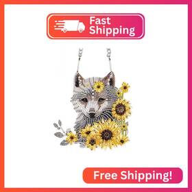 Hgj126 Aiyuanzsh Animal Wolf Sunflower Diy Acrylic Diamond Painting Pendant Kits Specia