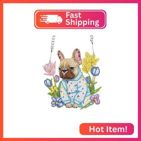 Hgj237 Aiyuanzsh Animal Dog Diamond Art Painting Kits Hanging Pendant Flower A