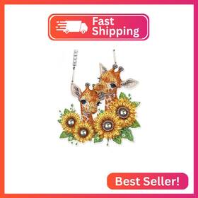 Hgj452 Aiyuanzsh Sunflower Giraffe 5d Diy Diamond Art Painting Hanging Kits Creative De
