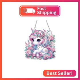 Rxk8002 Aiyuanzsh Pink Unicorn Special Shape Diamond Painting Hanging Kit For Adults 5d
