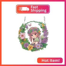 Tep072 Aiyuanzsh Diamond Painting Hanging Pendant Kit - Elf Girl Butterfly 5d P