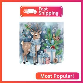 Zh8023 Aiyuanzsh Elk Deer Christmas Diamond Art Painting Kits For Adults 5d Special Shape Diamon