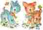 An510 Waterslide Decals Vintage Shabby Baby Blue And Pink Deer Fawns Your Choice