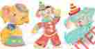 An695 Waterslide Decals Vintage Shabby Nursery Circus Animals And Clown Dog