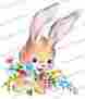 An762 Waterslide Decals Vintage Shabby Eater Bunny Head And Spring Flowers
