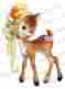 An789 Nursery Shabby Deer Decals Waterslide Vintage Retro Baby In Yellow Bonnet Decal