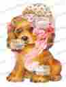 An791 Christmas Puppy Decals Shabby Waterslide Vintage Retro Dog In Pink Bonnet