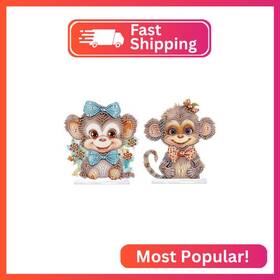 Antor Bl2022 2 Pack Monkey Diamond Painting Tabletop Kit - Cute 5d Diy Art Tabl