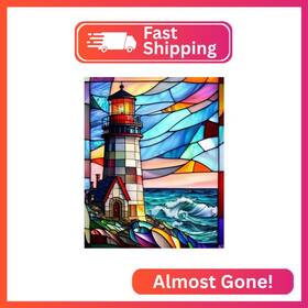 D-116 Arpadamo 5d Stained Glass Lighthouse Diamond Painting Adult Art Kit Diy