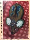 " Art Large Kit Memo Painting Holder Mouse Tole Note Folk Vtg 5.25x7.75