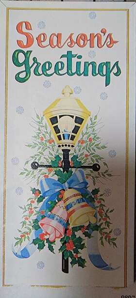9897 Artex Hg Nd Christmas Season Greetings Lamp Post Bells Super Big Picture