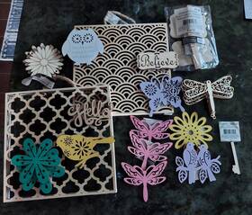 496403 Artminds Laser Cut Wood Flowers Birds Dragonflys More 21 Pc Diy Ready To Paint