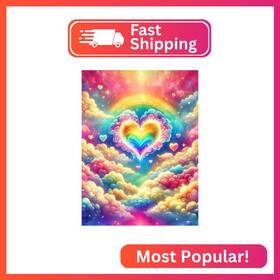 B13684 Axquilon Diamond Art Kits For Adults-rainbow Heart 5d Painting