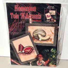 95-1715-00 Bernat #95-1715-00 Homespun Tole Ftn Accents Ftmelonsft 2 Wall Hangings To Paint New #95-1715