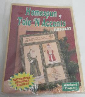 95-1754-00 Bernat Christmas Homespun Tole Ftn Accents By Old World Santa Sampler Kit Vintage