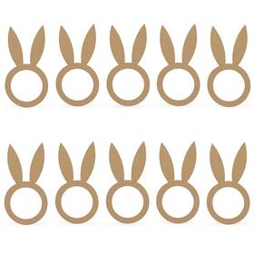 Bsp-dec-0006 Bestpysanky Set Of 10 Easter Rabbit Wooden Napkin Rings Unfinished Bunny Shape Craft