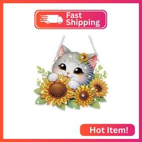S137 Bowetile Hanging Diamond Art Cat Kits For Adults 5d Special Shape Paint