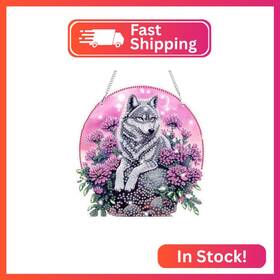 S542 Bowetile Wolf Diamond Art Hanging Kits For Adults 5d Special Shape Pain