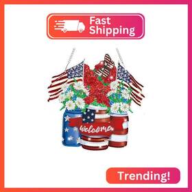 S555 Bowetile Independence Day Diamond Art Hanging American Flag Kits For Adults 4th