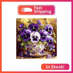 Bowetile Wx12431 5d Diamond Art Flowers Kits For Adults Beginners Violet Painti