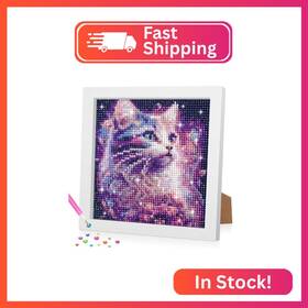 Bowetile Zshbk039 5d Diamond Painting Kits For Kids Adults Beginners With Frame Cat Diam
