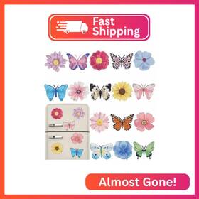 Tl095 Bulerrylulu 16 Pcs Butterfly Diamond Painting Magnets Kits Flowers Art Fridge Magnet