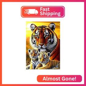 Wx9889 Ceovr Tiger Diamond Art Kits For Adults Family 5d Diy Full Drill