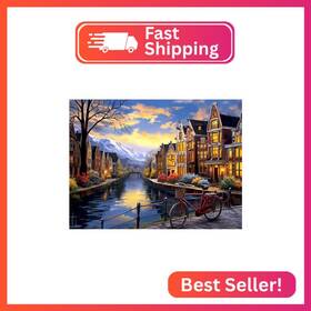 Us-cjm5334 Changjiawujin City Diamond Painting Kits For Adults Landscape Town House