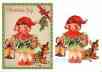 Chr209b Lantern Waterslide Holly Christmas Boy Deer Decals Framed Vintage