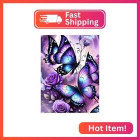 Jk888 Chwglfgg 5d Diamond Art Kits For Adults Beginners Purple Butterfly Pain