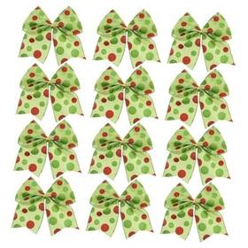 Sdj25-006007 Cipowm 12pcs Christmas Bows Red Wreaths Bow Glitter Dot Xmas Ribbon Green
