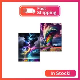 G7518 Clendo 2 Pack Lightning Aurora Diamond Art Kits For Adults Painting Kit