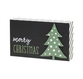 Collins Painting 840304913053 Inch Merry Christmas Layered Wood Block Sign - Wooden Tabletop