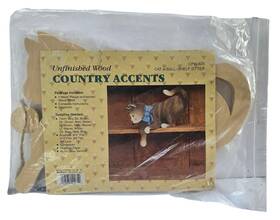 Cpw-625 Country Accents Accent Cat With Ball Shelf Sitter Unfinished Wood Plaque Painting Craft 11 Inch