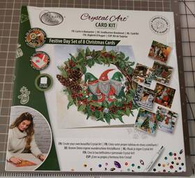 Craft Buddy 056588605736 Crystal Art Christmas Card Kit - Inch Diamond Painting Set Of 8- 7 Square Cards