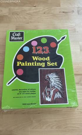 10502 Craft Master Vintage 1972 Wood Painting Set Great Warrior Native American Sealed