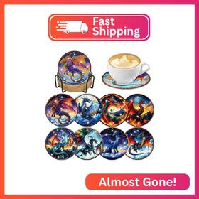 Co-a012052 Crashot Dragon Diamond Art Coasters Kit 8 Pcs Fantastic Painting Coaster