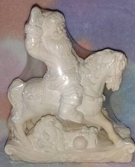 10253 Creative Crafts Vintage Plaster Rocking Horse Santa Claus - New In Plastic